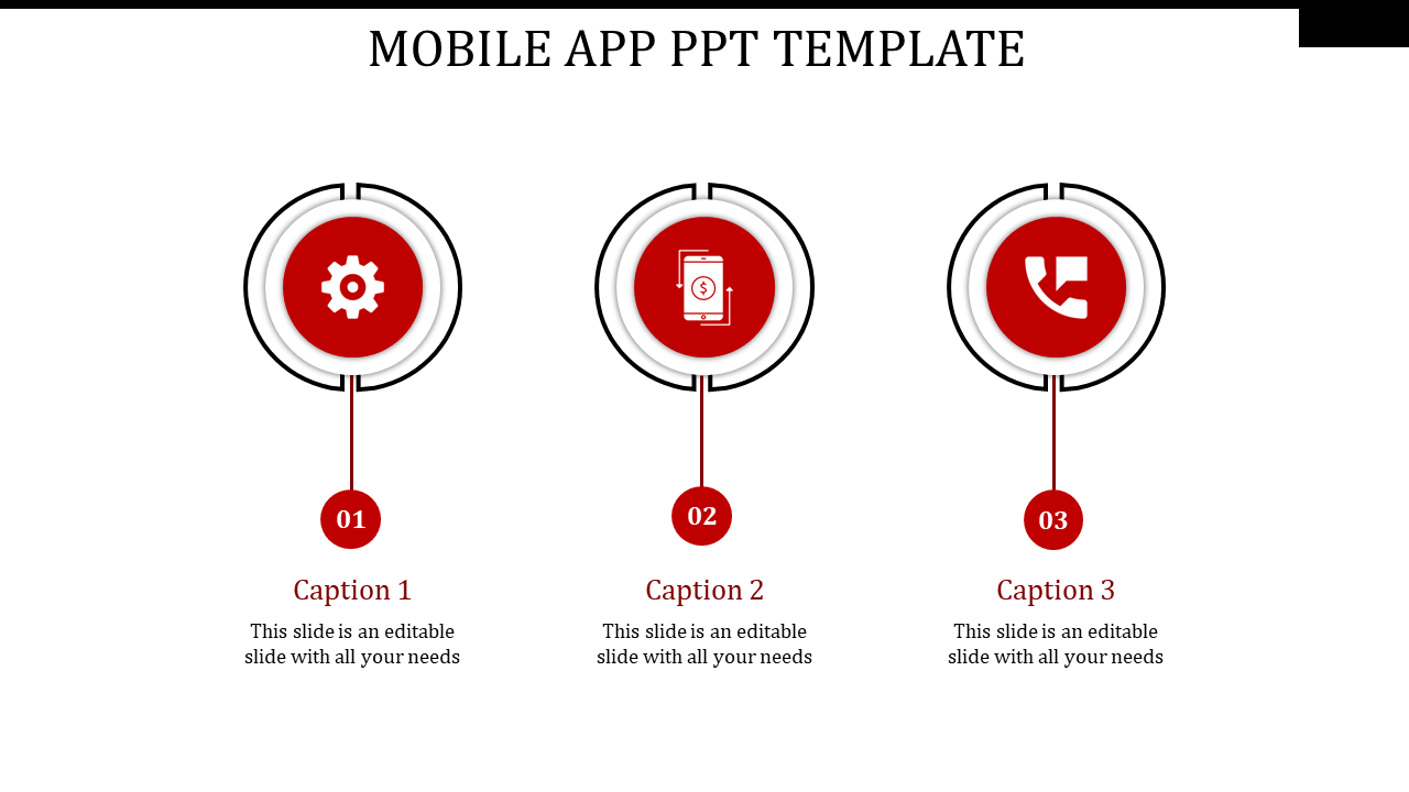 Attractive Mobile App PPT Template In Red Color Slide